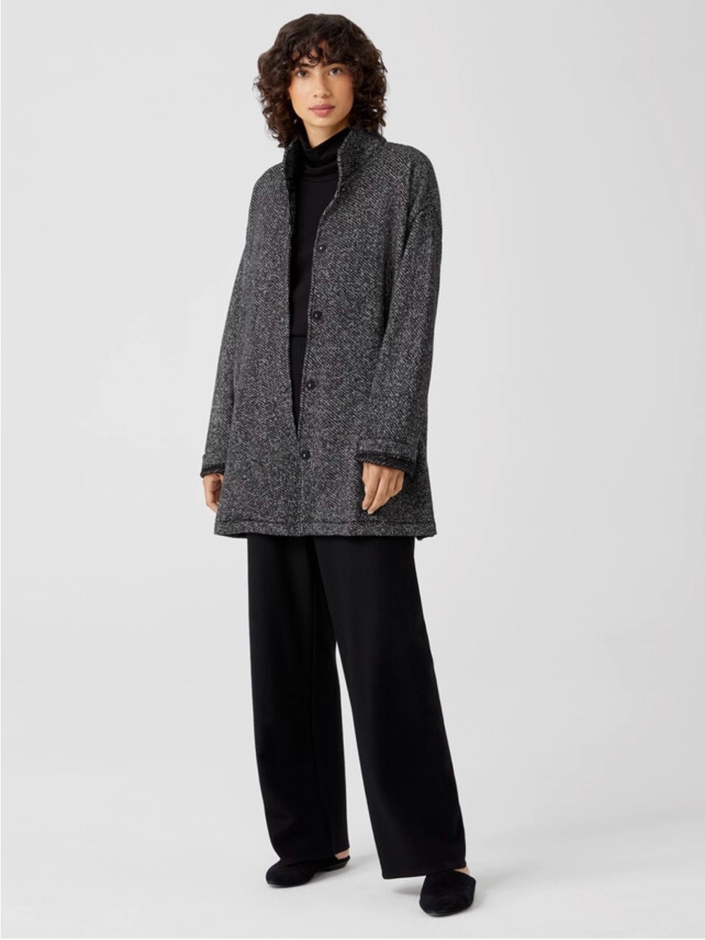 Eileen Fisher Women’s Organic Cotton Twisted Terry Stand Collar Jacket Size SP